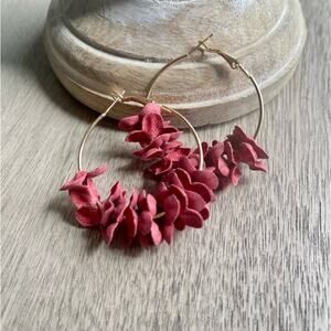 Pink Floral Gold Hoops